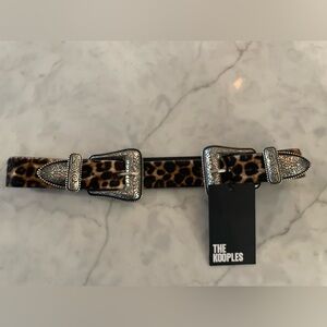 The Kooples Animal Print Belt with Silver Accents